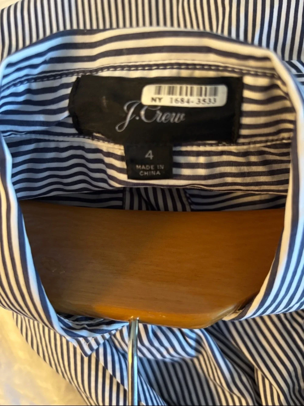 J. Crew Blue and White Striped Midi Shirt Dress